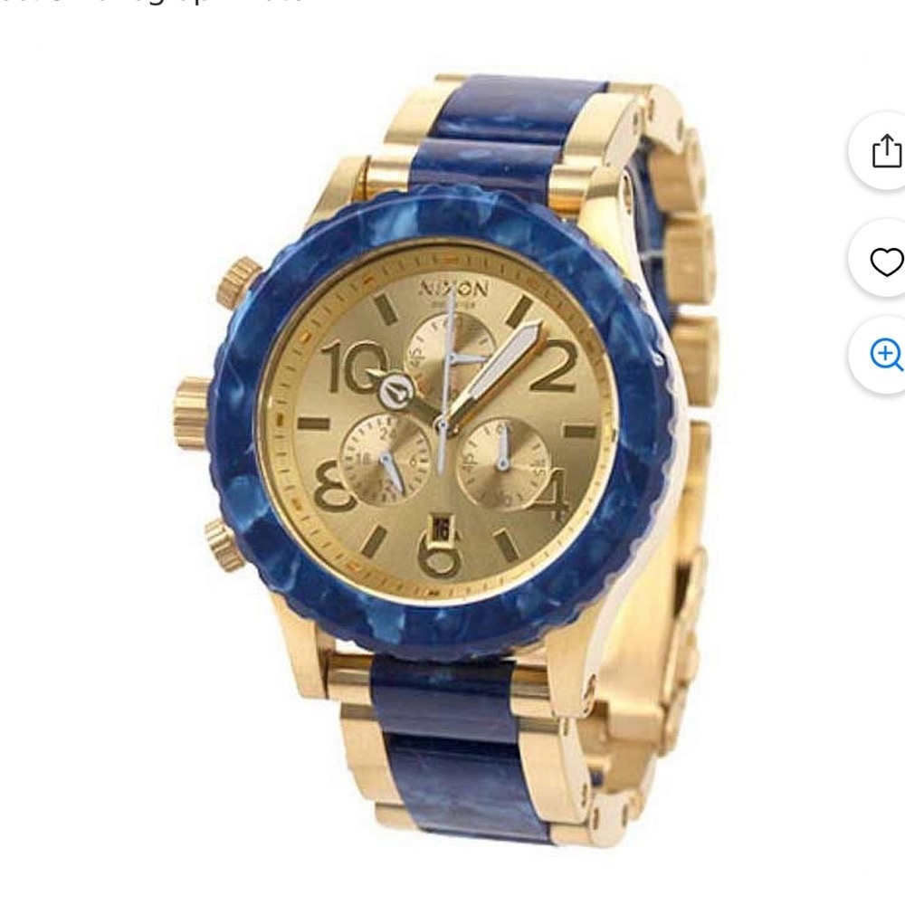 Nixon Gold and Blue Chronograph Watch
